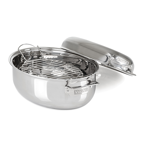 Viking 3-Ply 3-in-1 Stainless Steel 8.5-Quart Oval Roaster 1 Viking 3-Ply 3-in-1 Stainless Steel 8.5-Quart Oval Roaster
