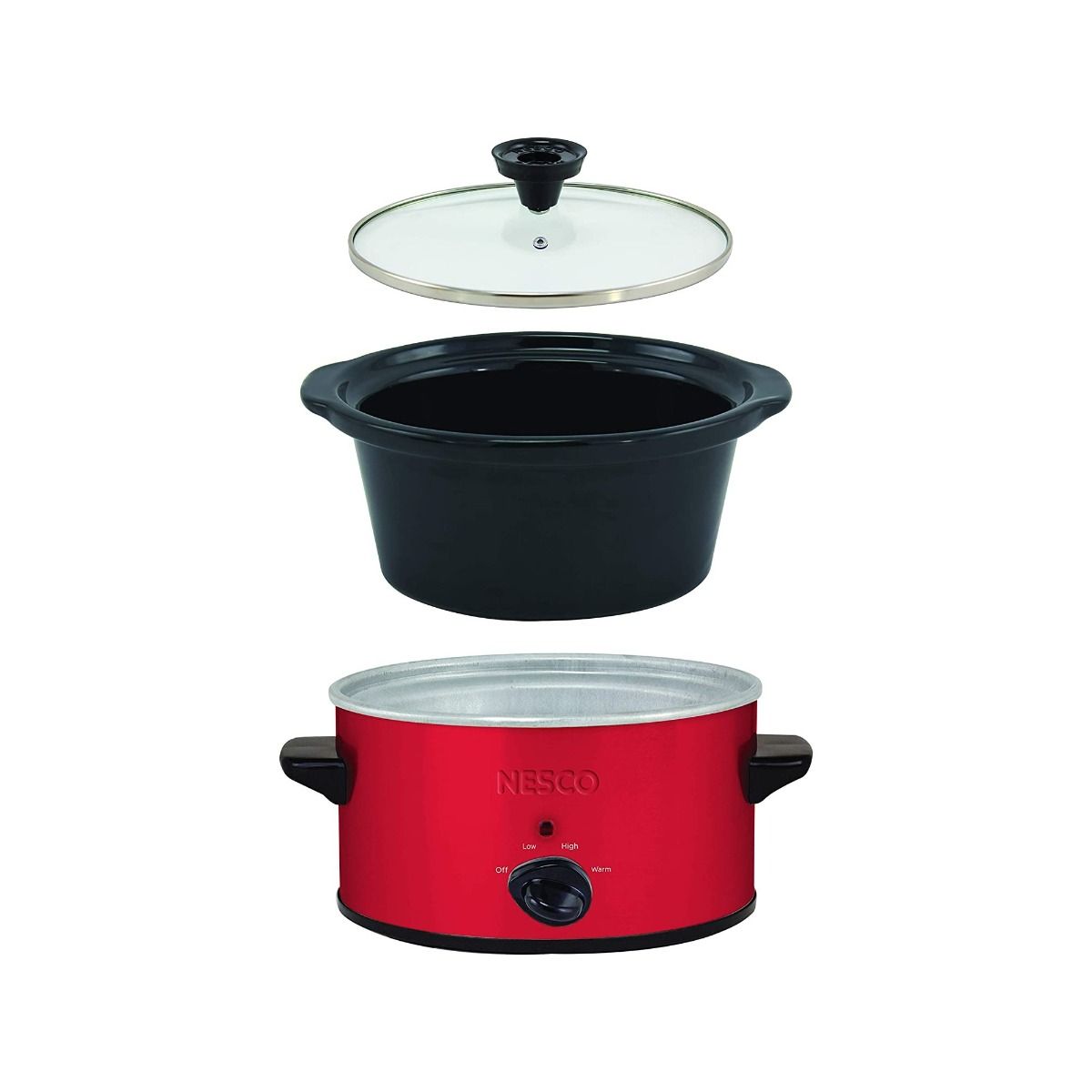 Nesco 1.5-Quart Oval Slow Cooker | Red Metallic 2 Nesco 1.5-Quart Oval Slow Cooker | Red Metallic - Image 2