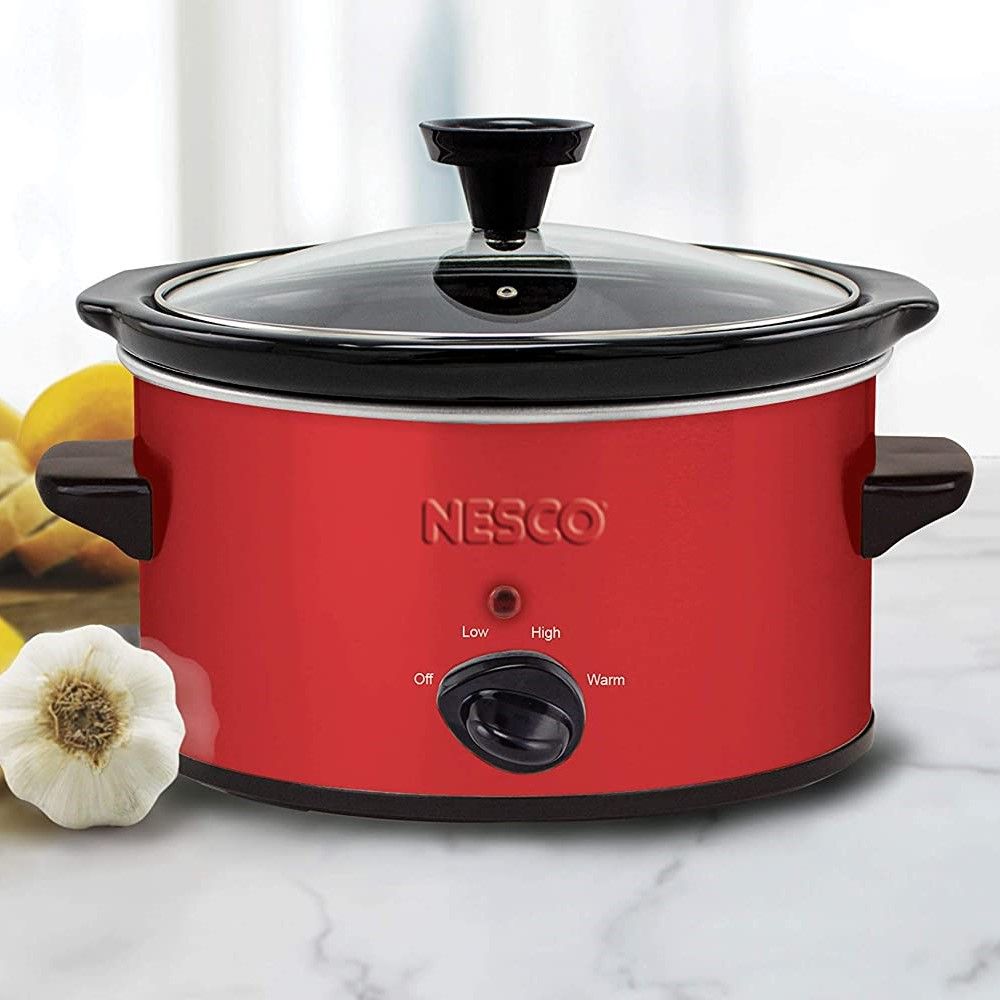 Nesco 1.5-Quart Oval Slow Cooker | Red Metallic 3 Nesco 1.5-Quart Oval Slow Cooker | Red Metallic - Image 3