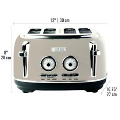 Haden Dorset 4-Slice Stainless Steel Toaster | Putty Beige -Small Kitchen Appliances Shop 75039 dorset toaster wdim