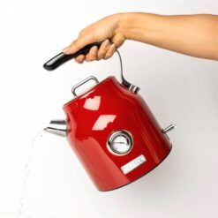 Haden Dorset 7-Cup Stainless Steel Electric Kettle | Red -Small Kitchen Appliances Shop dorsetkettle red pour detail 900x