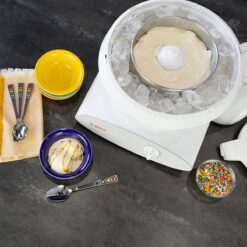 Bosch Universal Plus 6.5 Qt. Mixer + Ice Cream Maker + Tovolo Tilt-Up Ice Cream Scoop & Sweet Treats Tubs Set -Small Kitchen Appliances Shop ekb boschicecream lifestyle1